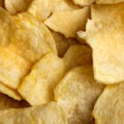 close up of a bunch of potato chips