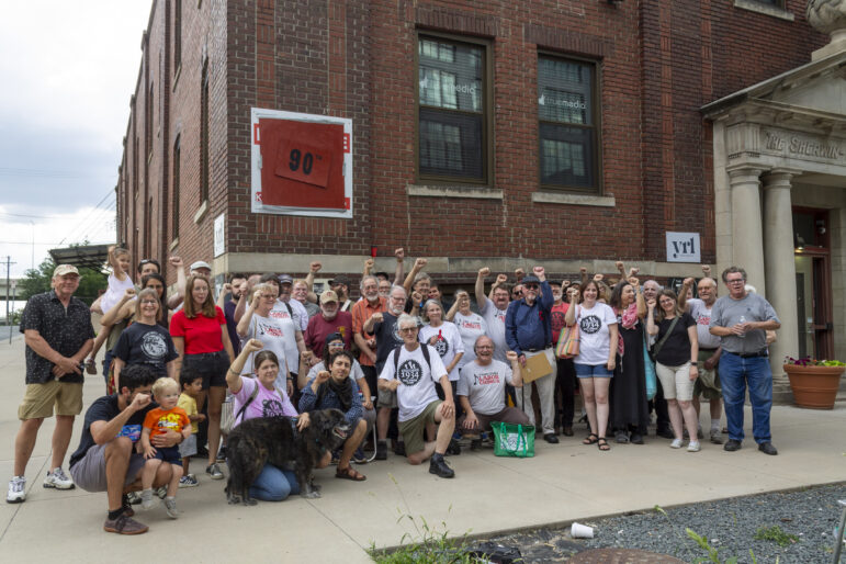 Workers and local labor community come together to commemorate Bloody Friday in Minneapolis. On July 20, 1934, the Minneapolis police attacked and opened fire on picketers in the streets of the Warehouse District. Police shot 67 strikers and killed two, Henry Ness and John Belor.