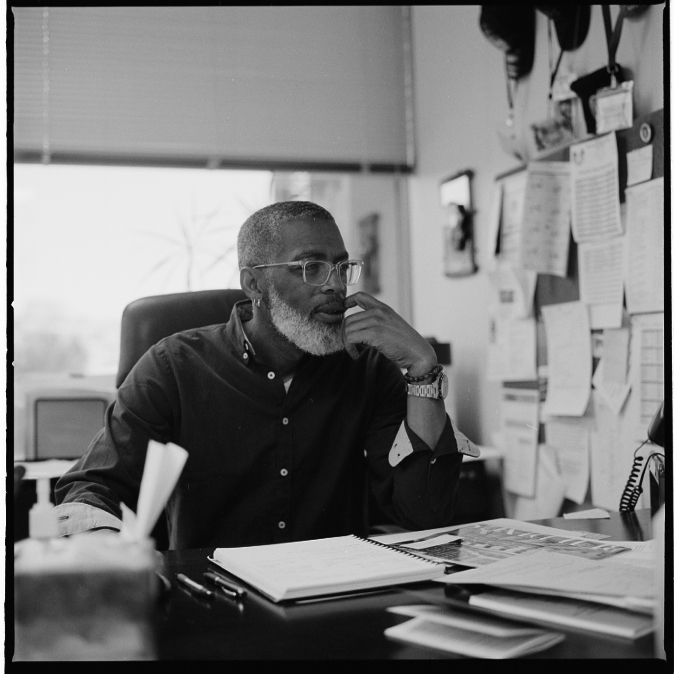 David Stiggers, president of the Amalgamated Transit Union Local 1005, pictured working in his office in Minneapolis.