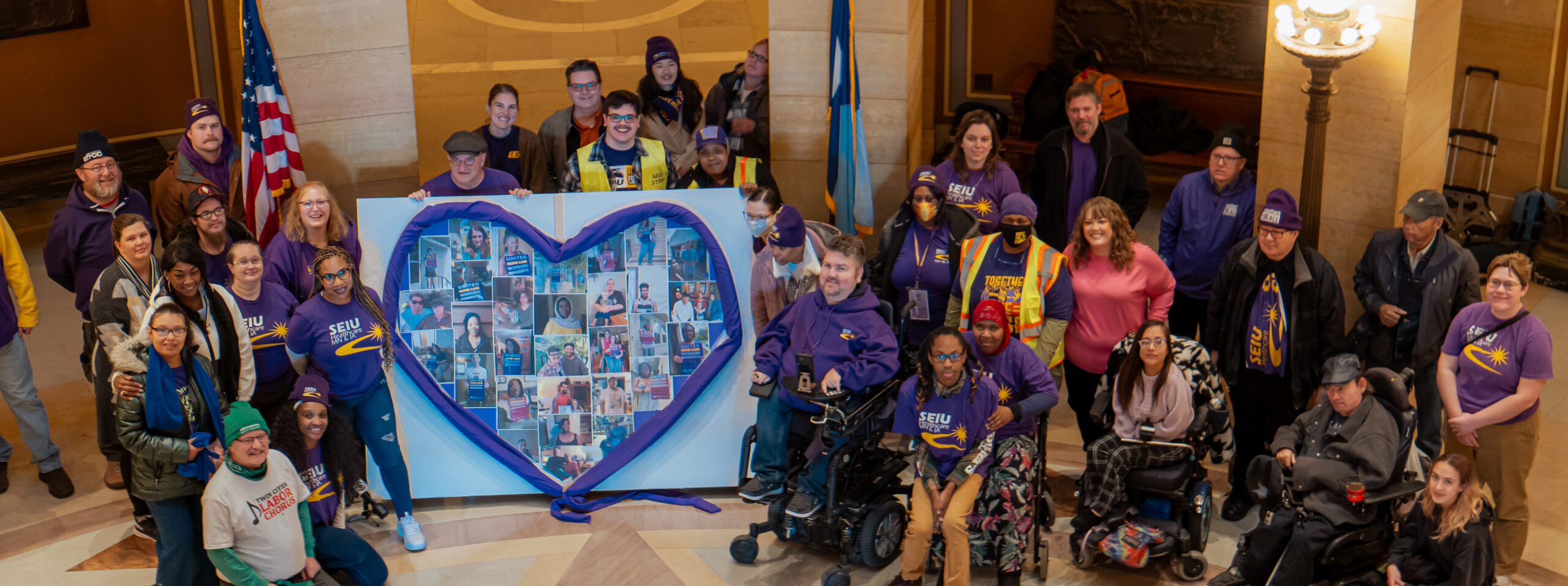 Home healthcare workers with SEIU Healthcare Minnesota and Iowa and clients gather at the Minnesota State Capitol.