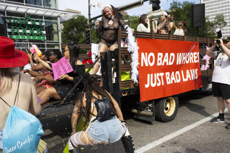 Marchers take breaks to dance throughout the parade.