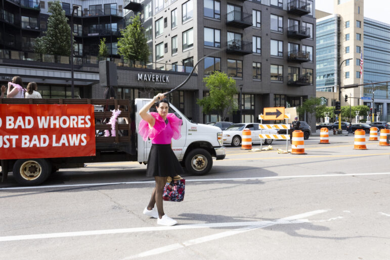 One march goer cracked a whip in the style of a dominatrix throughout the parade.